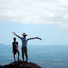 Madagascar volunteer at top of hill