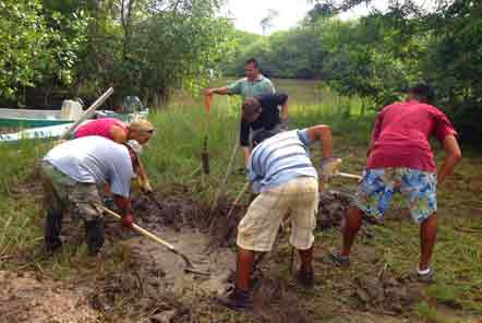 Digging a hicatee pond