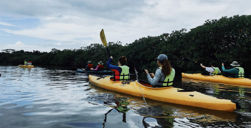 Volunteers on Kayaks