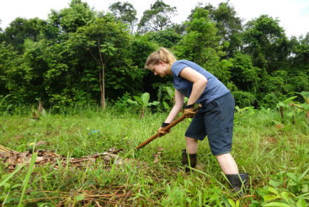 Lucy farming at the Elephant Conservation project