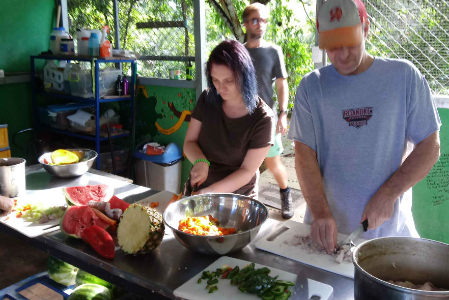 Preparing breakfast for the animals living in the sanctuary