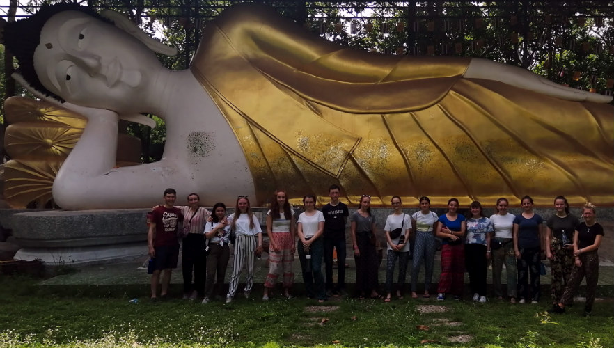 Group at the temple in Thailand