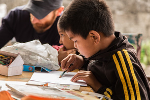 Boy studying in Nepal