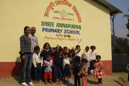 The pupils outside Annapurna Primary School