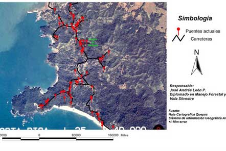 Map of monkey bridges