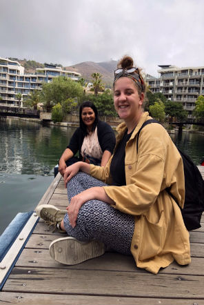 Volunteers in Cape Town by the water's edge 