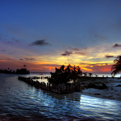 Belize sunset by the coast