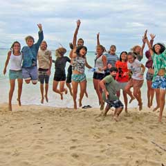 group on beach